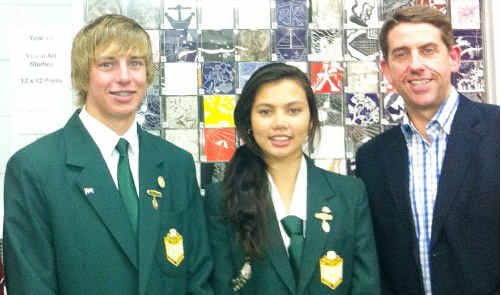 Mr Dick with Emerald State High School captains last Thursday night. Mr Dick with Emerald State High School captains last Thursday night.